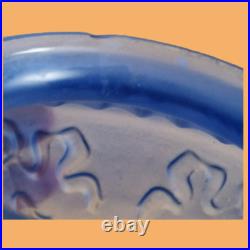 Suspension lustre lampe art déco décor style empire verre bleue blanc antiquité