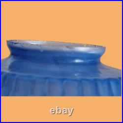 Suspension lustre lampe art déco décor style empire verre bleue blanc antiquité