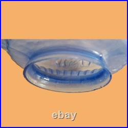 Suspension lustre lampe art déco décor style empire verre bleue blanc antiquité