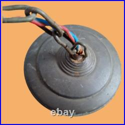 Suspension lustre lampe art déco décor style empire verre bleue blanc antiquité