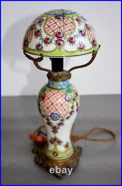 Tres Belle Lampe Epoque Art Deco Porcelaine Desvres Gabriel Fourmaintreaux