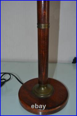 Trés belle lampe bois laiton art deco style mazda unilux cosy