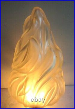 Tulipe de lampe Art Déco, grosse flamme pâte de verre à volutes