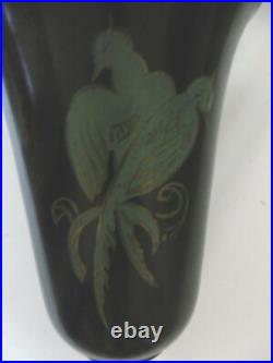 VASQUE LAMPE Art Déco métal Perruche Oiseau paradis Vintage