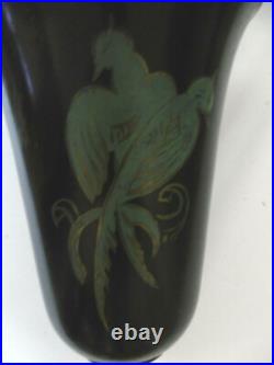 VASQUE LAMPE Art Déco métal Perruche Oiseau paradis Vintage