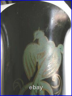 VASQUE LAMPE Art Déco métal Perruche Oiseau paradis Vintage