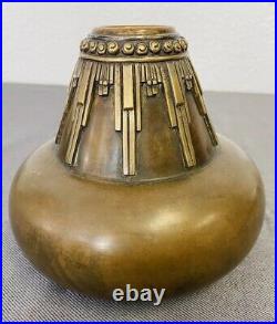 Vase Art Deco Bronze Pied De Lampe