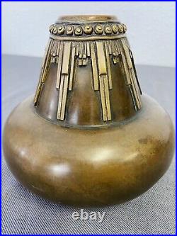 Vase Art Deco Bronze Pied De Lampe