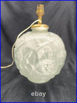 Vase Art Déco Monté En Lampe En Verre Pressé Dépolie Signé Espaivet