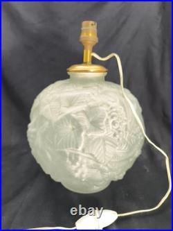 Vase Art Déco Monté En Lampe En Verre Pressé Dépolie Signé Espaivet