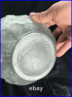 Vase Art Déco Monté En Lampe En Verre Pressé Dépolie Signé Espaivet