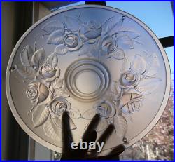 Vasque Lustre lampe ART DECO aux roses verre pressé Muller frères ouraline