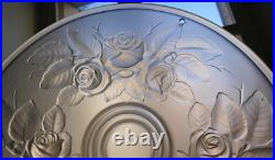 Vasque Lustre lampe ART DECO aux roses verre pressé Muller frères ouraline