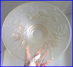 Vasque Lustre lampe ART DECO aux roses verre pressé Muller frères ouraline