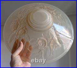 Vasque Lustre lampe ART DECO aux roses verre pressé Muller frères ouraline