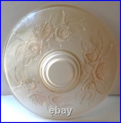 Vasque Lustre lampe ART DECO aux roses verre pressé Muller frères ouraline