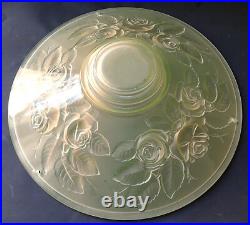 Vasque Lustre lampe ART DECO aux roses verre pressé Muller frères ouraline