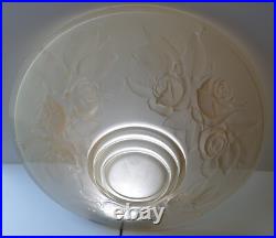 Vasque Lustre lampe ART DECO aux roses verre pressé Muller frères ouraline