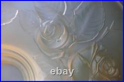 Vasque Lustre lampe ART DECO aux roses verre pressé Muller frères ouraline