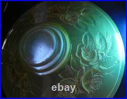 Vasque Lustre lampe ART DECO aux roses verre pressé Muller frères ouraline