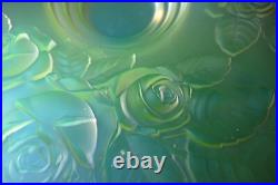 Vasque Lustre lampe ART DECO aux roses verre pressé Muller frères ouraline