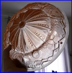 Vasque couleur verre moulé Muller frères ART DECO pour Lustre Lampe ouraline