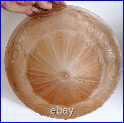 Vasque couleur verre moulé Muller frères ART DECO pour Lustre Lampe ouraline Vasque couleur verre moulé Muller frères ART DECO pour Lustre Lampe ouraline