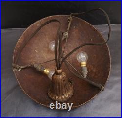 Vasque lustre lampe 1900 décor émaillé de plumes de paons Très bon état 38 cms