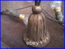 Vasque lustre lampe 1900 décor émaillé de plumes de paons Très bon état 38 cms