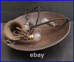 Vasque lustre lampe 1900 décor émaillé de plumes de paons Très bon état 38 cms