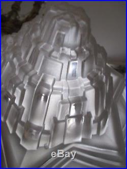 Vasque non percée pour lustre lampe verre moulé building SKYSCRAPER Art Déco