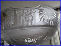 Vasque pour lustre lampe verre pressé-moulé MULLER FRÈRES Art Déco 1925