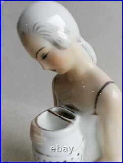 Veilleuse Lampe Brule Parfums En Porcelaine Art Deco Femme Aladin France 1930
