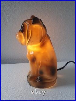 Veilleuse brule parfum lampe art deco porcelaine GRAFENTHAL bulldog bouledogue