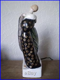 Veilleuse lampe art deco femme 1927 A. KELETY vintage lamp statue sculpture woman