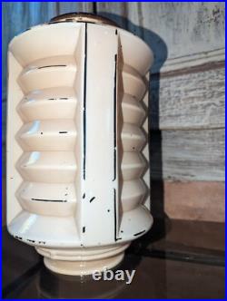 Verre de lampe ART DECO moderniste SKYCRAPER BUILDING 1930 rose pastel