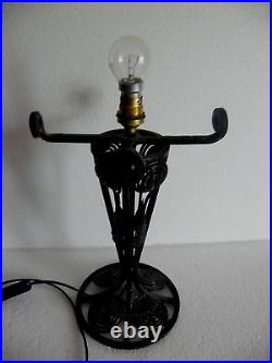 Vintage Grande Lampe Pate De Verre Fer Forge / Parfait Etat / 6 KG / 60 CM