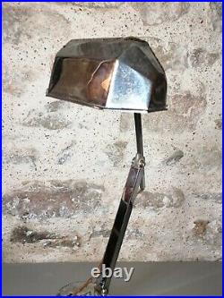 Vintage Ravissante Lampe De Bureau Pied Marbre Pietement Metal Art Deco