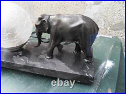 Vintage lamp art deco 2 elephant marbre lampe veilleuse 40.50's
