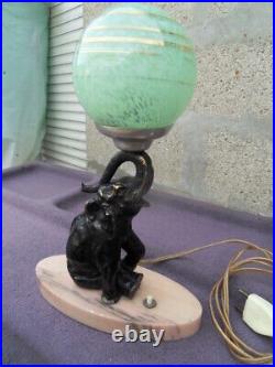 Vintage lamp art deco elephant marbre lampe veilleuse 40.50's