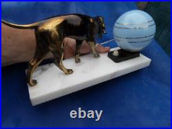 Vintage lamp hunt dog art deco chien de chasse marbre lampe veilleuse 40.50's