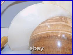 -exceptionnelle Lampe Art Deco Jeune Femme Bronze Socle Albatre & Pierre D