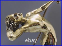 -exceptionnelle Lampe Art Deco Jeune Femme Bronze Socle Albatre & Pierre D -exceptionnelle Lampe Art Deco Jeune Femme Bronze Socle Albatre & Pierre D