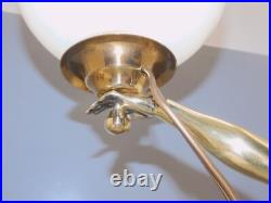 -exceptionnelle Lampe Art Deco Jeune Femme Bronze Socle Albatre & Pierre D